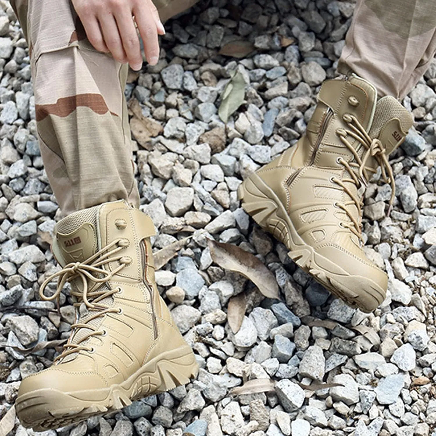 hongrenamz Walking Boots for Men Ankle High Waterproof Outdoor Hiking Trekking Climbing Shoes Lightweight Breathable Trail Boots