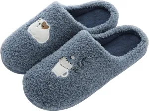 House Slippers for Women Memory Foam,Unisex Cute Comfort Plush Fleece Lined Anti-Skid Winter House Shoes for Indoor Outdoor