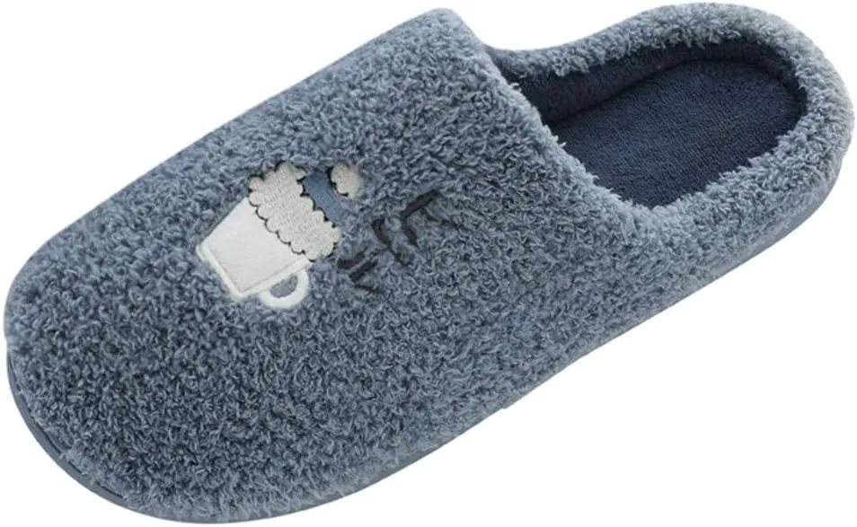 House Slippers for Women Memory Foam,Unisex Cute Comfort Plush Fleece Lined Anti-Skid Winter House Shoes for Indoor Outdoor