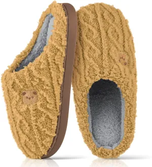 House Slippers,Fuzzy Slip-on Slippers for Women Men Warm Cozy Soft Lightweight Memory Foam Indoor House Shoes,Anti-Skid Cozy Plush for Indoor Outdoor Slippers