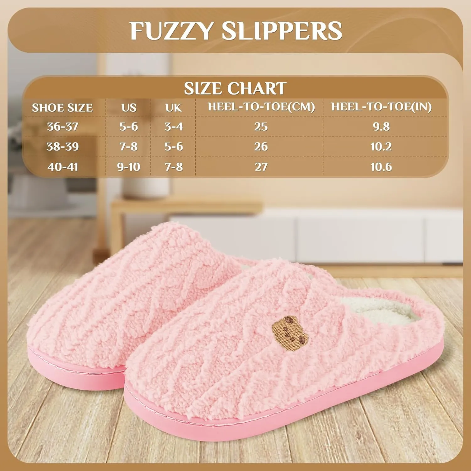 House Slippers,Fuzzy Slip-on Slippers for Women Men Warm Cozy Soft Lightweight Memory Foam Indoor House Shoes,Anti-Skid Cozy Plush for Indoor Outdoor Slippers
