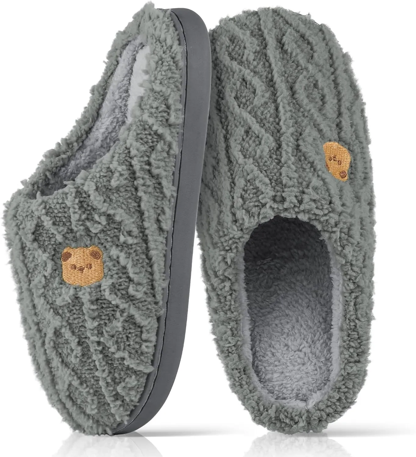 House Slippers,Fuzzy Slip-on Slippers for Women Men Warm Cozy Soft Lightweight Memory Foam Indoor House Shoes,Anti-Skid Cozy Plush for Indoor Outdoor Slippers
