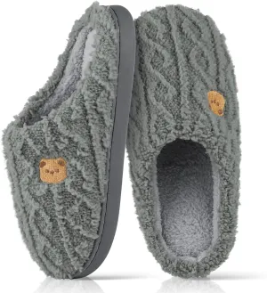 House Slippers,Fuzzy Slip-on Slippers for Women Men Warm Cozy Soft Lightweight Memory Foam Indoor House Shoes,Anti-Skid Cozy Plush for Indoor Outdoor Slippers