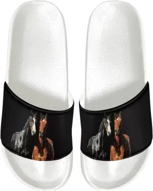 HUGS IDEA Womens Shower Slippers Slip on House Slide Sandals with Non Slip Rubber Sole Slide Flip-flops