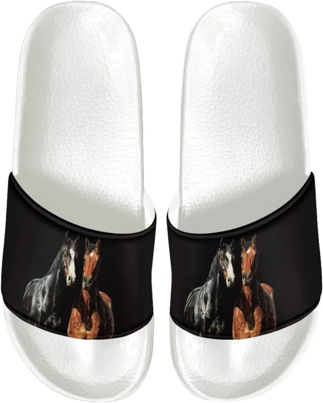 HUGS IDEA Womens Shower Slippers Slip on House Slide Sandals with Non Slip Rubber Sole Slide Flip-flops