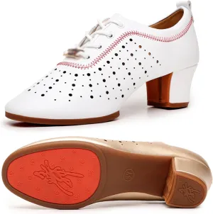 Jazz Dance Shoes for Women Rubber Sole Outdoor Ballroom Dance Pratice Shoes Fashion Breathable Professional Performance Dance Shoes (Color : White-3.5CM/1.37In, Size : 6.5)