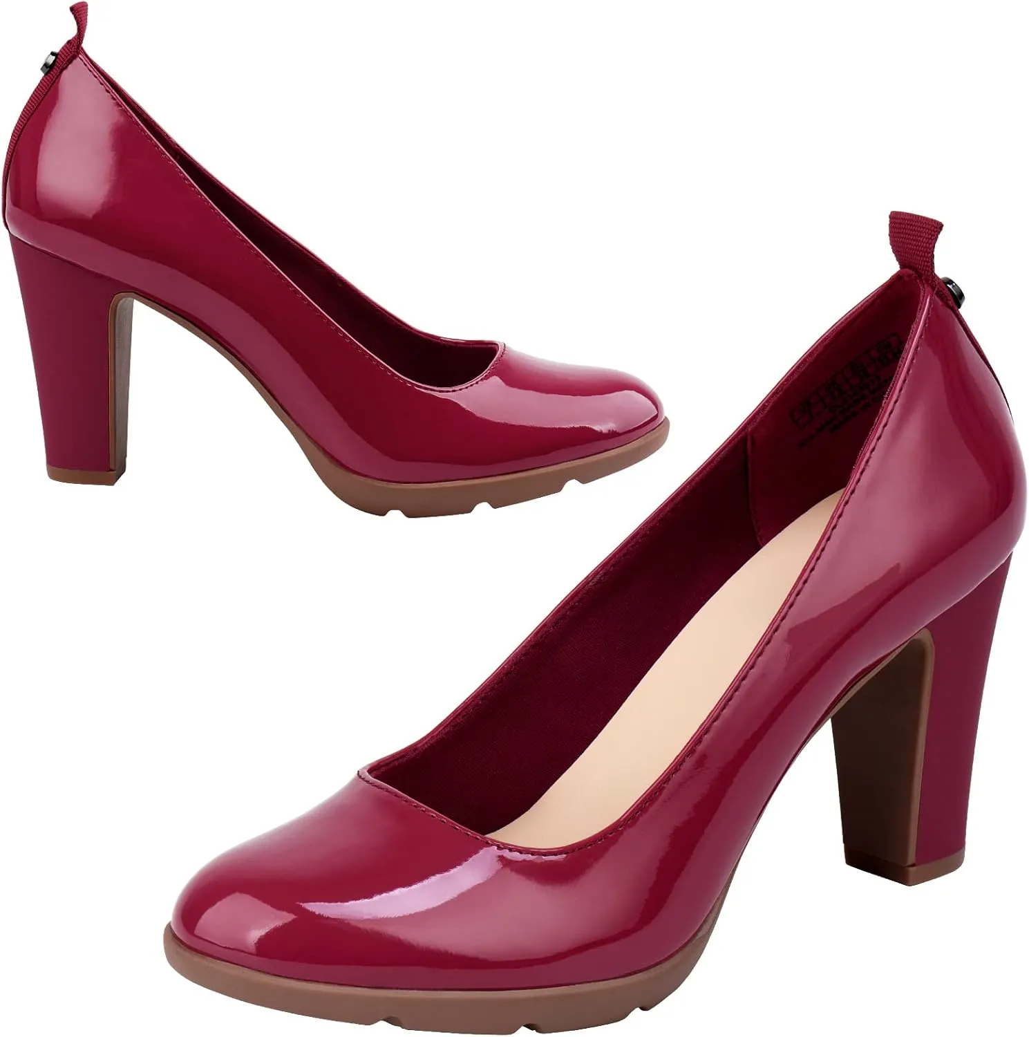 JENN ARDOR Women's Pumps Chunky Heels Platform Shoes Comfort Round Closed Toe Block Heel Pumps Dress High Heeled Office Shoes for Ladies More Than 3 inch Heel