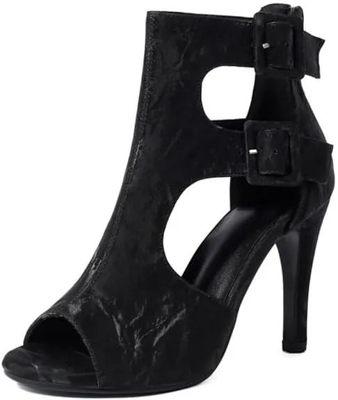 JUODVMP Women's Dance Shoes Cut-Out Ballroom Dancing Heels Fashion Sandals for Women