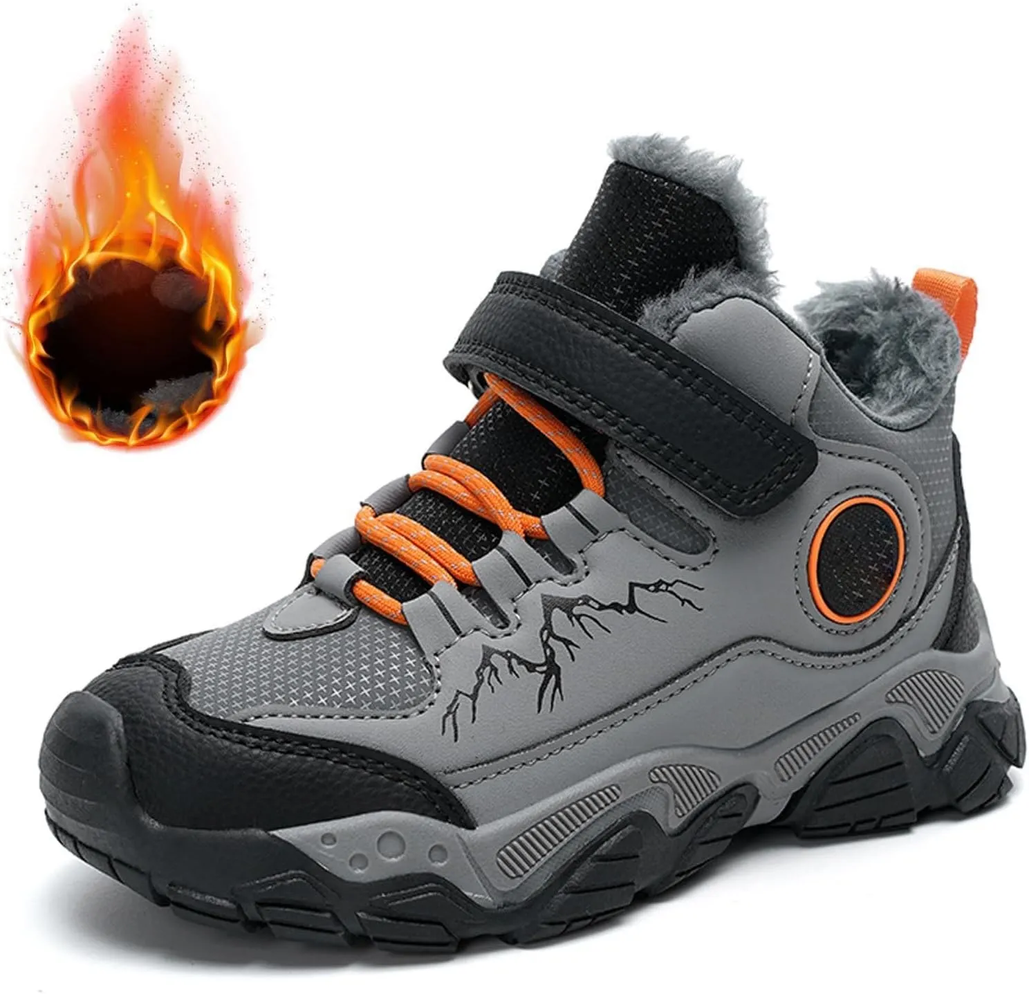 Kids Hiking Sneaker Boys Girls Winter Snow Boots Non Slip Warm Snow Sports Flat Shoes Outdoor Walking Climbing Boots