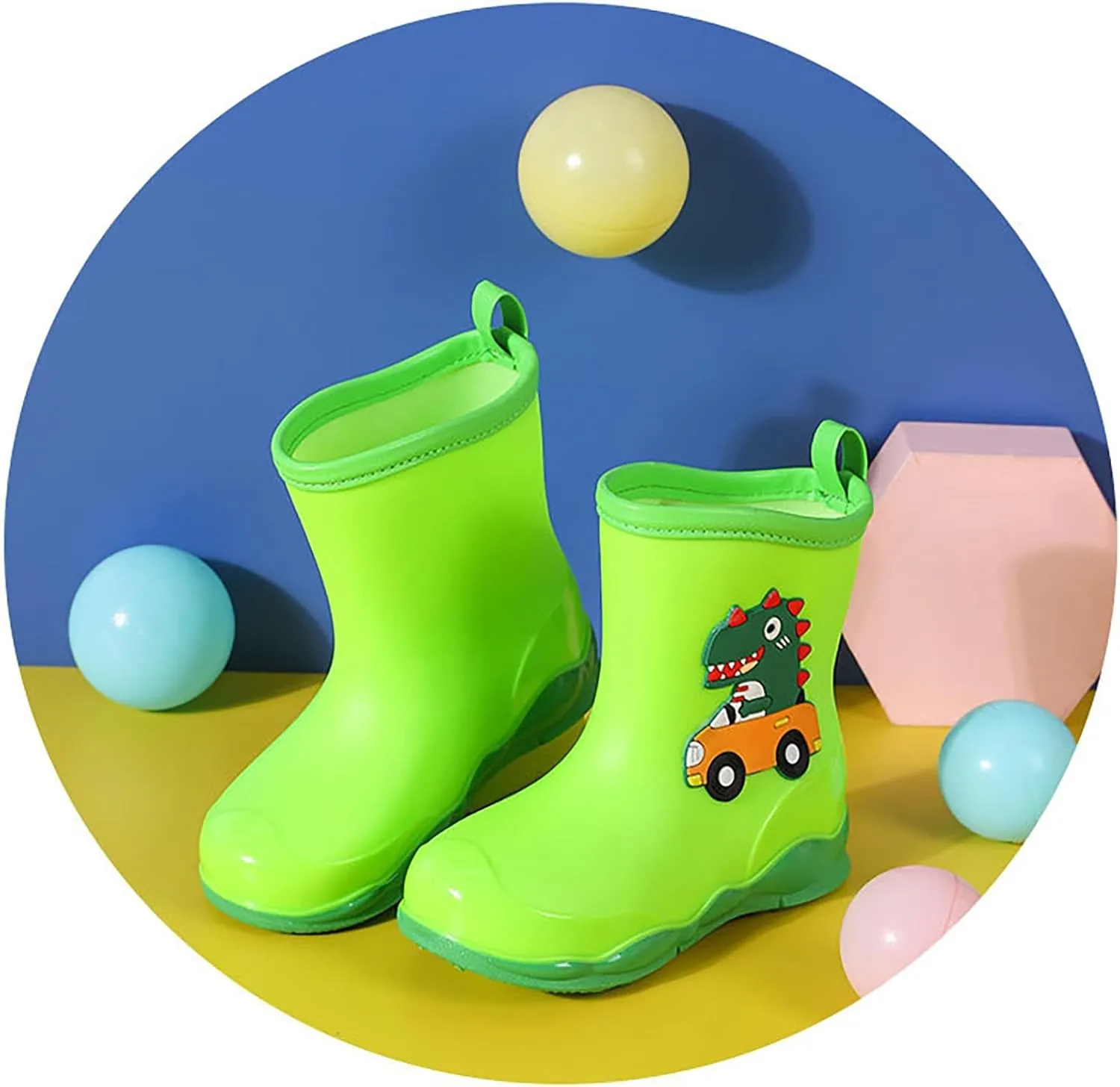 Kids Rubber Cartoon Rain Boots Toddler Shoes Cute Cartoon Dinosaur Waterproof Outdoor Boots for Boys Girls