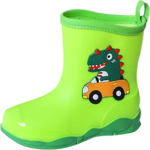 Kids Rubber Cartoon Rain Boots Toddler Shoes Cute Cartoon Dinosaur Waterproof Outdoor Boots for Boys Girls