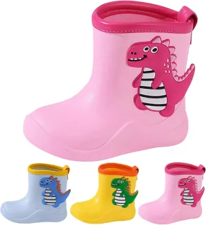 Kids Rubber Rain Boots, Waterproof Solid Classic Pull On Snow Boot for Children Toddler Boys Girls