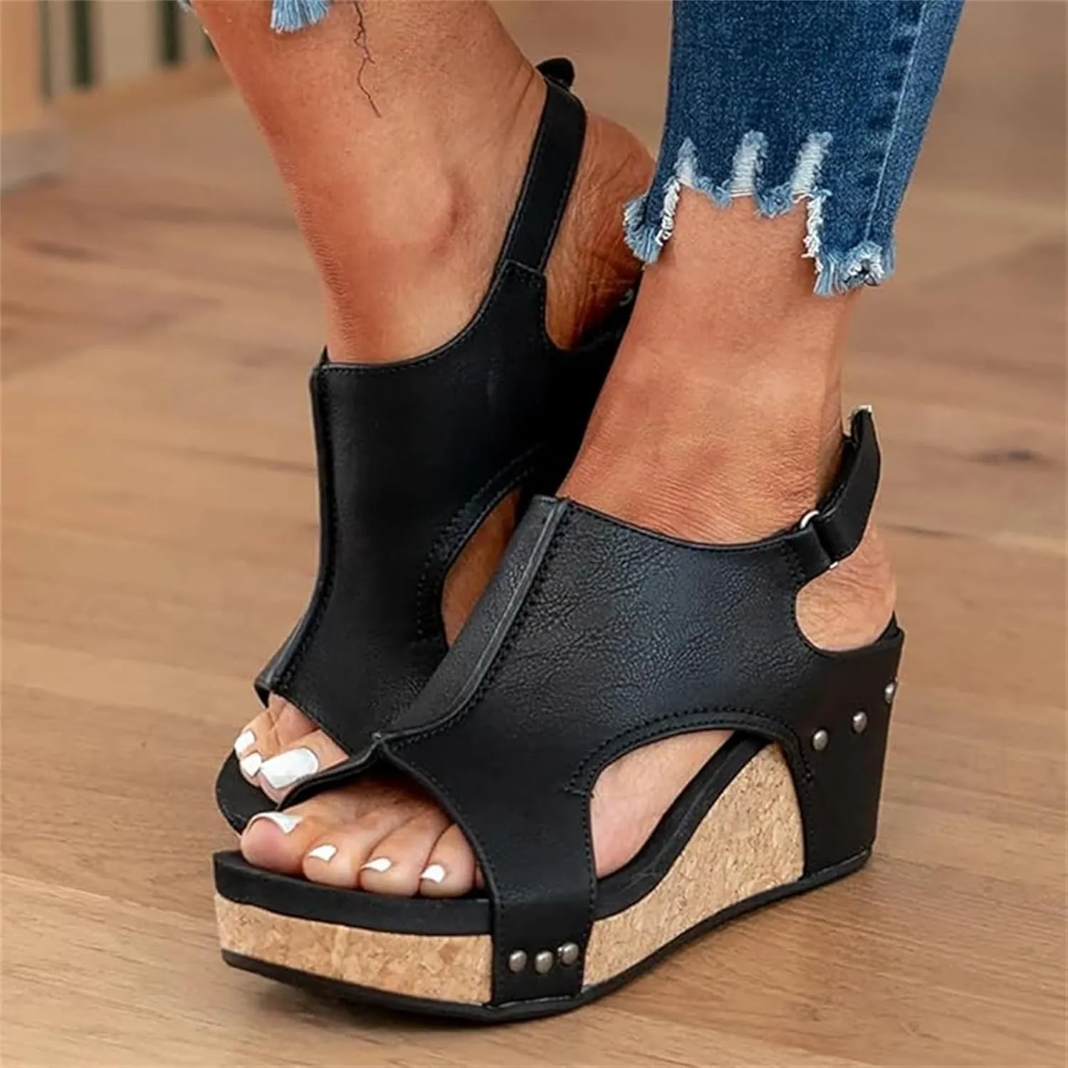 Ladmiple Platform Sandals Women Dressy Comfy Wedge Sandals Summer Comfortable Open Toe Ankle Strap Slip on Casual Dress Shoes