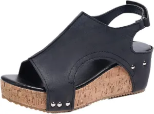 Ladmiple Platform Sandals Women Dressy Comfy Wedge Sandals Summer Comfortable Open Toe Ankle Strap Slip on Casual Dress Shoes