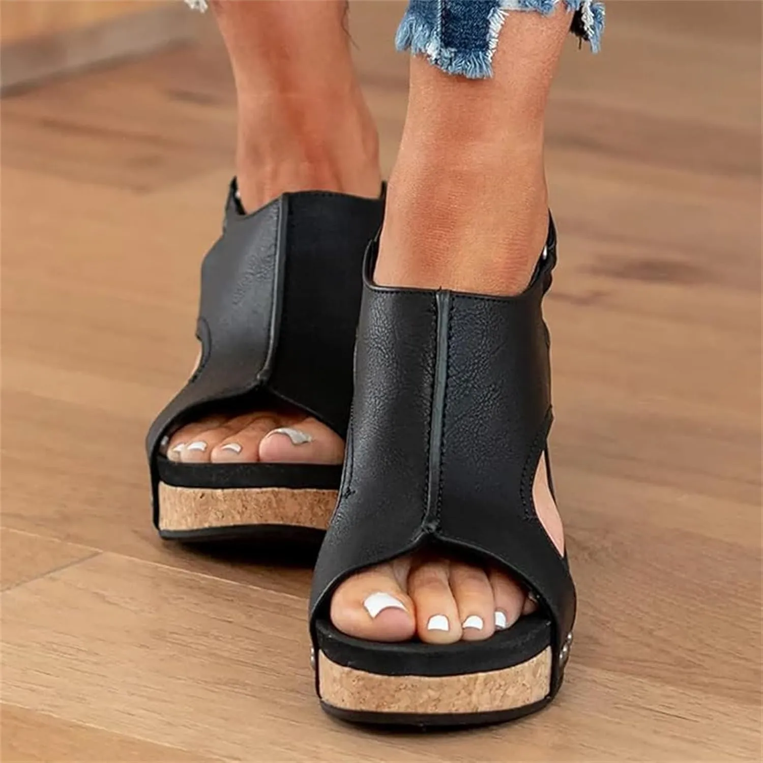 Ladmiple Platform Sandals Women Dressy Comfy Wedge Sandals Summer Comfortable Open Toe Ankle Strap Slip on Casual Dress Shoes