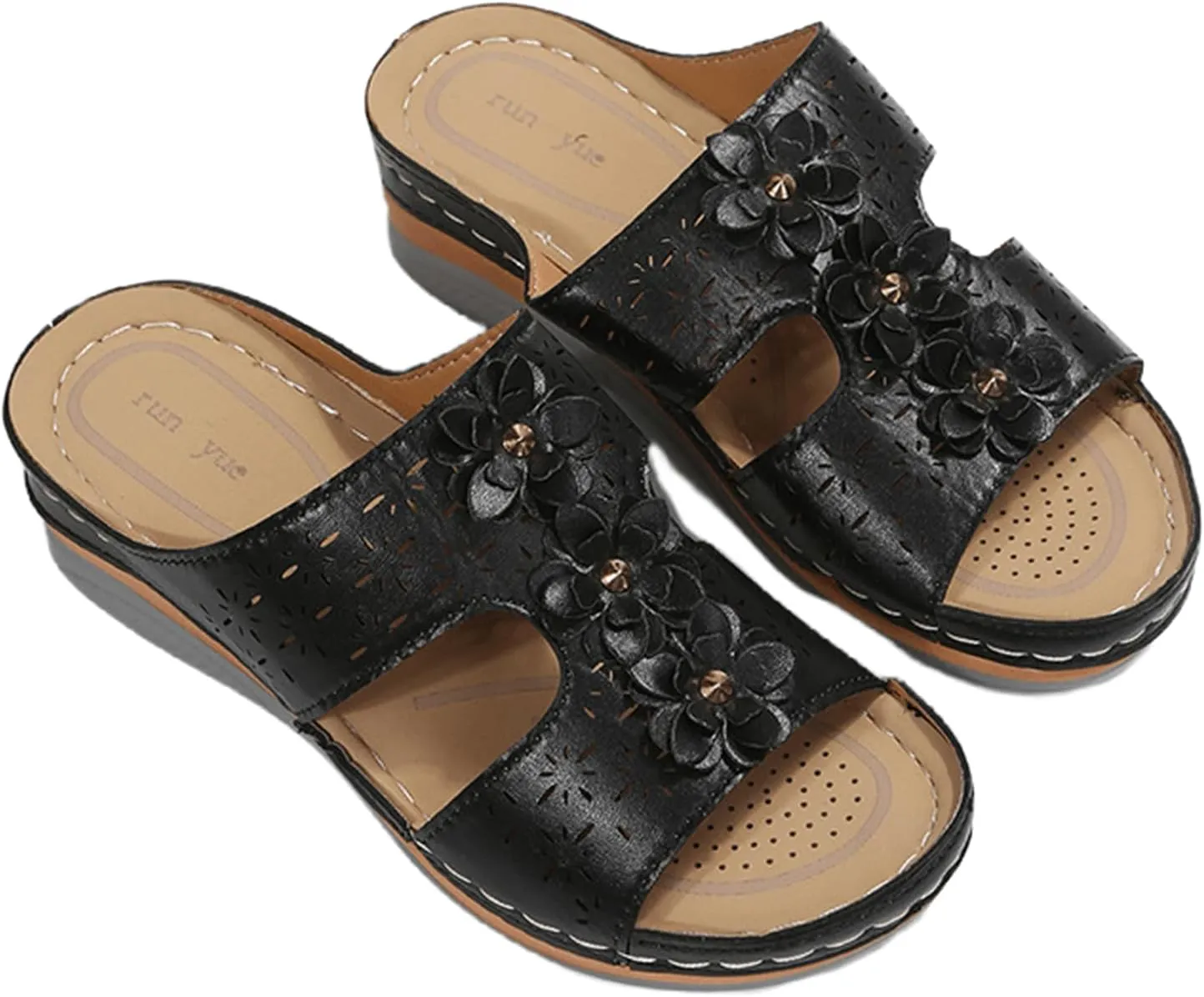 Ladmiple Sandals Women Wedge Slip On Orthotic Slides Comfortable Walking Summer Orthopedic Flip Flops with Arch Support