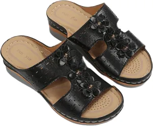 Ladmiple Sandals Women Wedge Slip On Orthotic Slides Comfortable Walking Summer Orthopedic Flip Flops with Arch Support