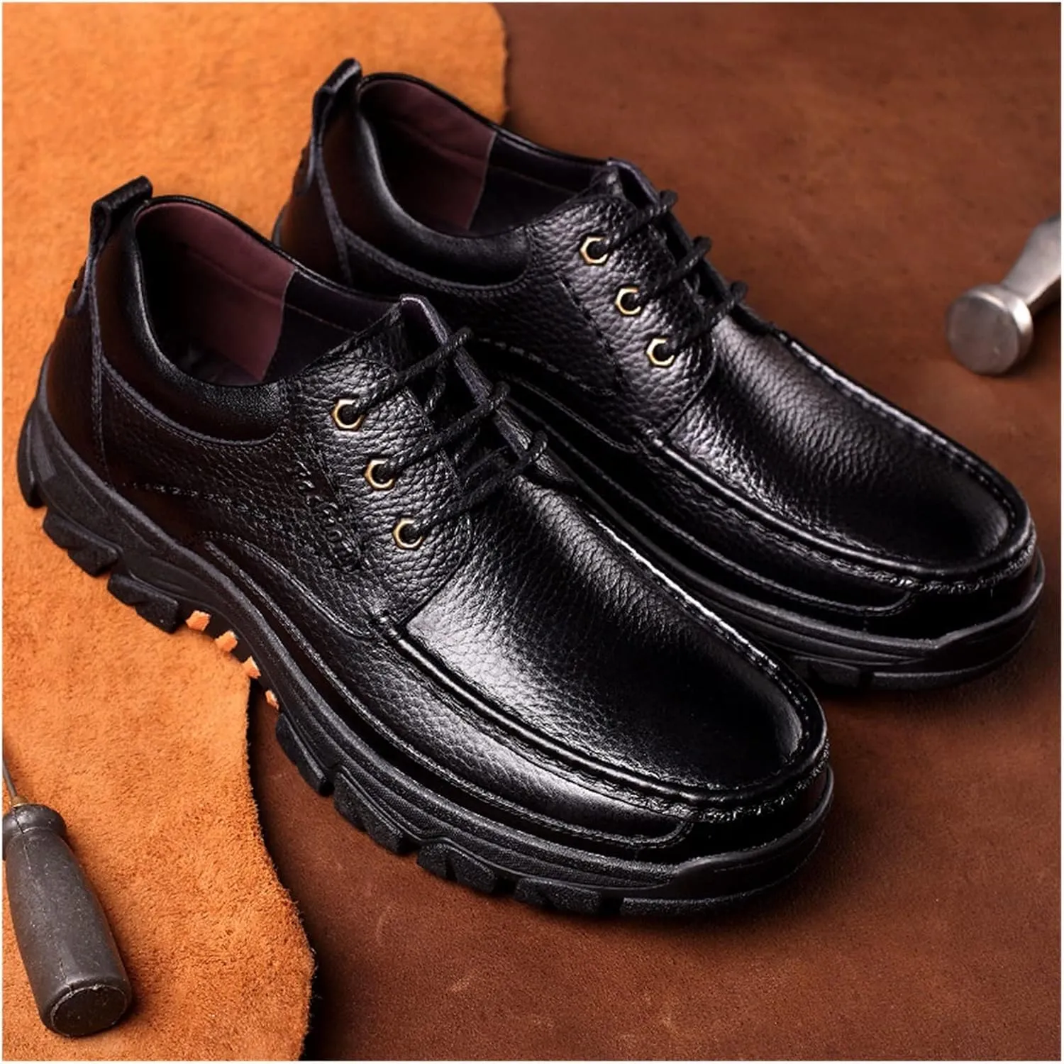 LAZIRO Dad Shoes Business Leather Shoes Men's Soft Sole Middle-Aged and Elderly Casual Men's Shoes Breathable Men's Single Shoes