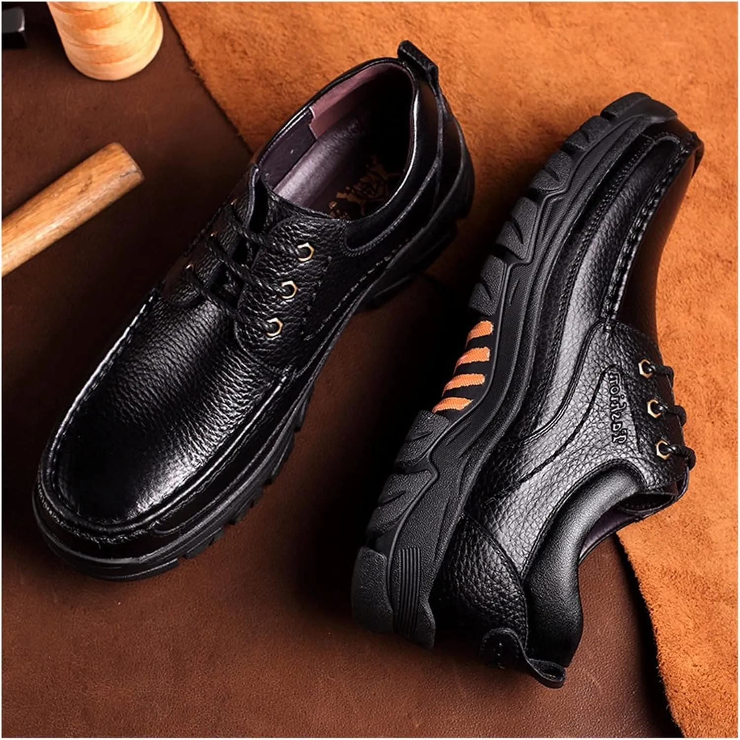 LAZIRO Dad Shoes Business Leather Shoes Men's Soft Sole Middle-Aged and Elderly Casual Men's Shoes Breathable Men's Single Shoes
