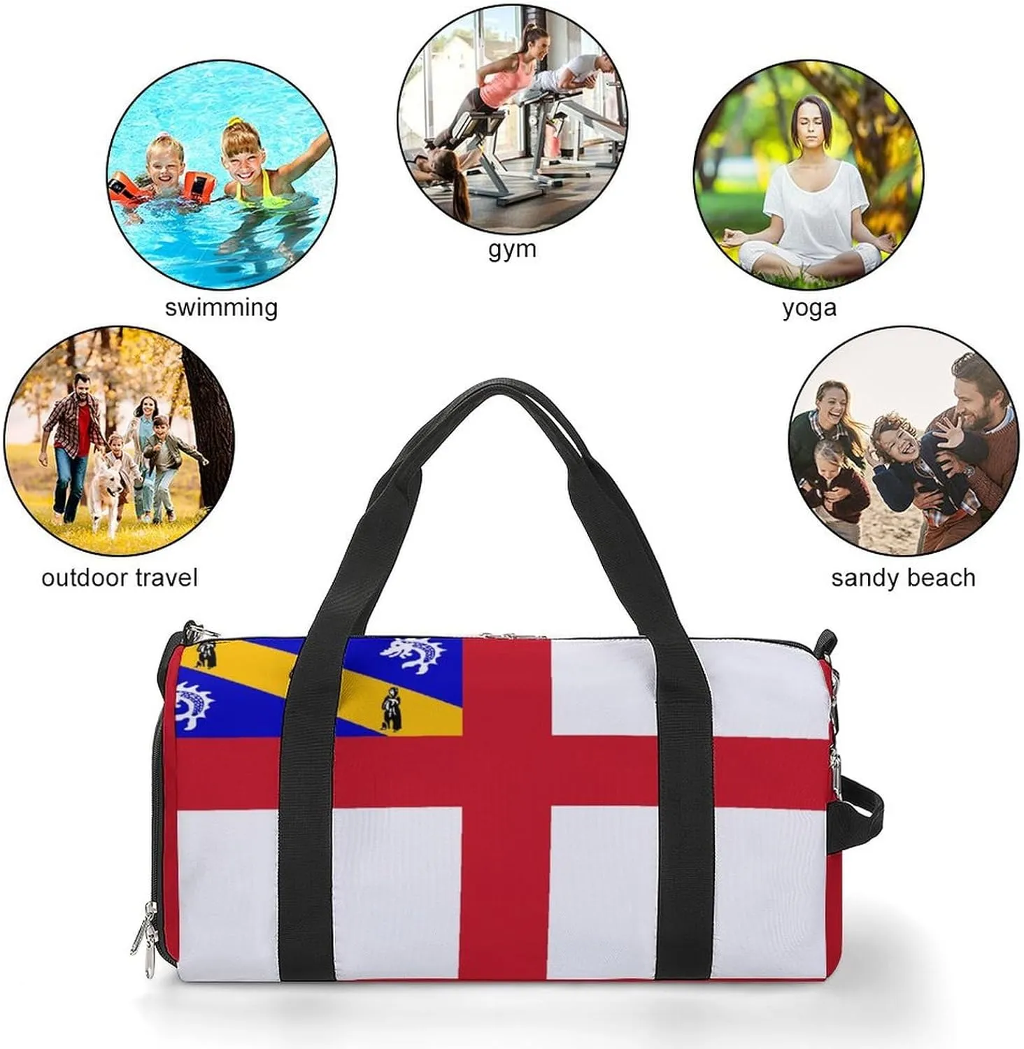 Lightweight Herm Flag Duffel Bag for Boys Girls with Shoe Compartment