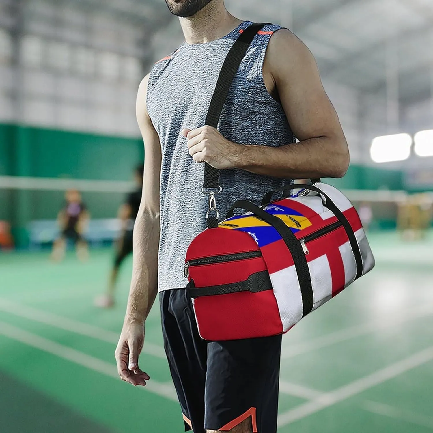 Lightweight Herm Flag Duffel Bag for Boys Girls with Shoe Compartment