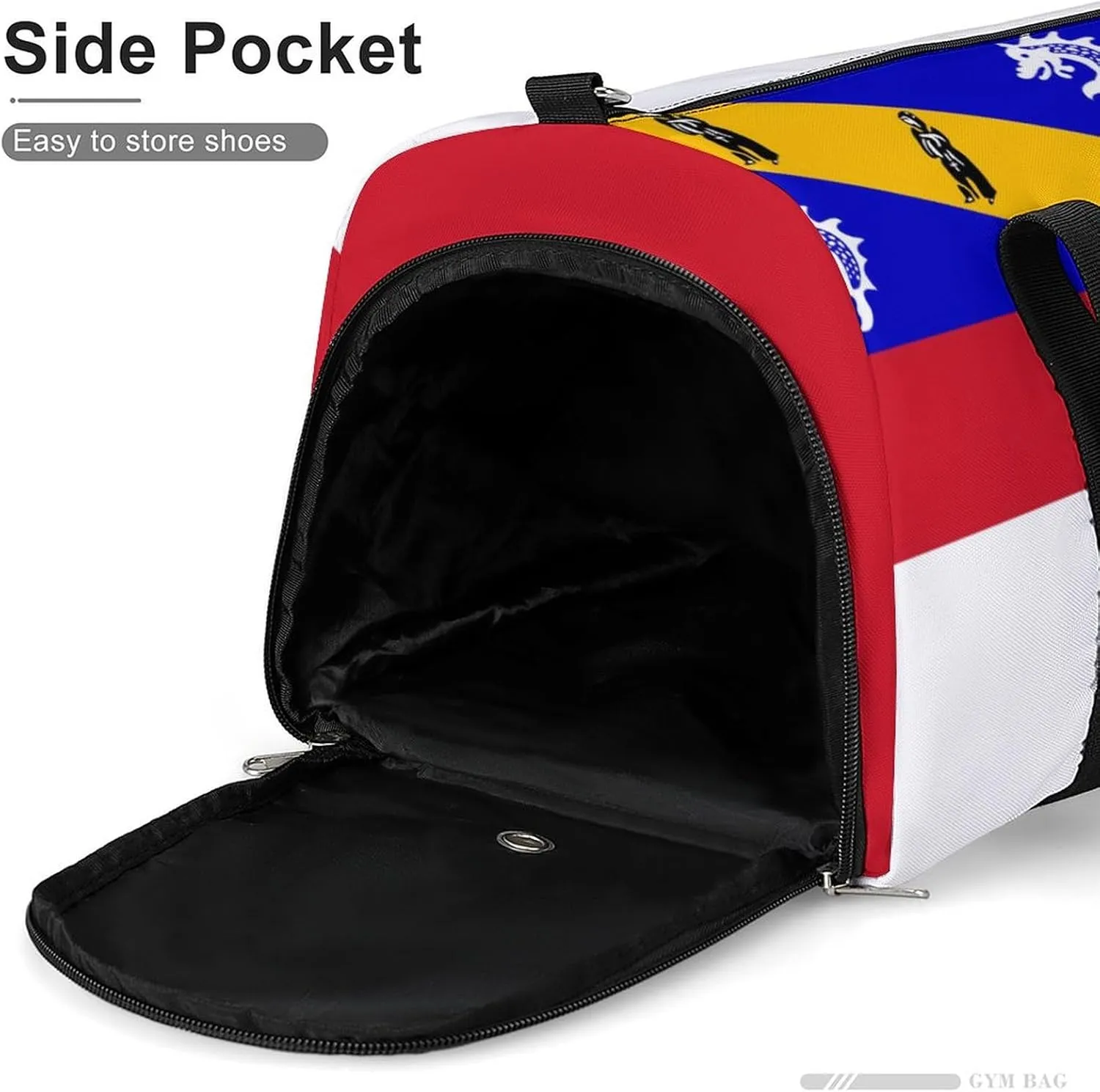 Lightweight Herm Flag Duffel Bag for Boys Girls with Shoe Compartment