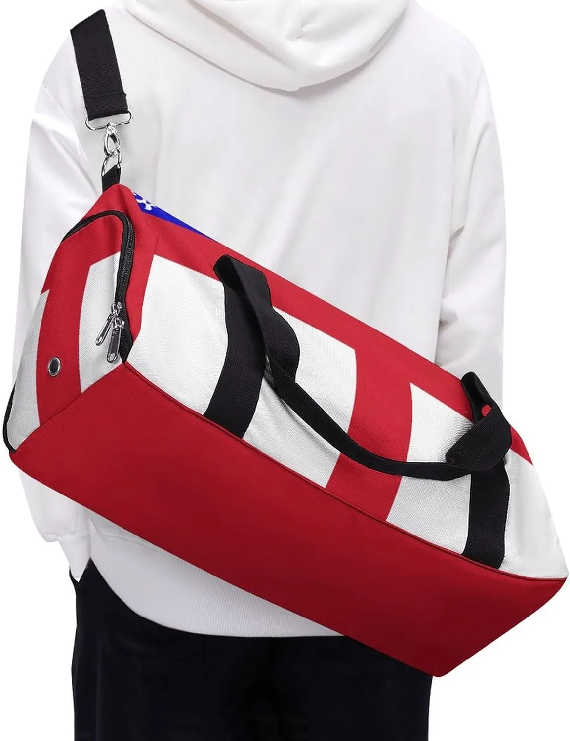 Lightweight Herm Flag Duffel Bag for Boys Girls with Shoe Compartment