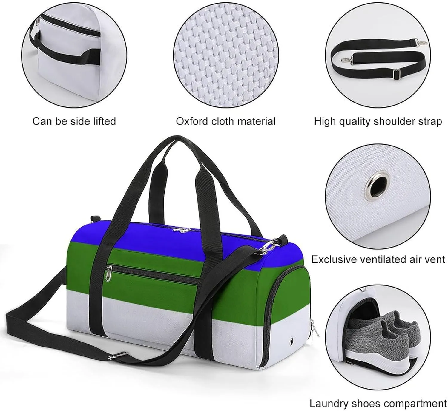 Lightweight Komi Republic Flag Duffel Bag for Boys Girls with Shoe Compartment Weekender