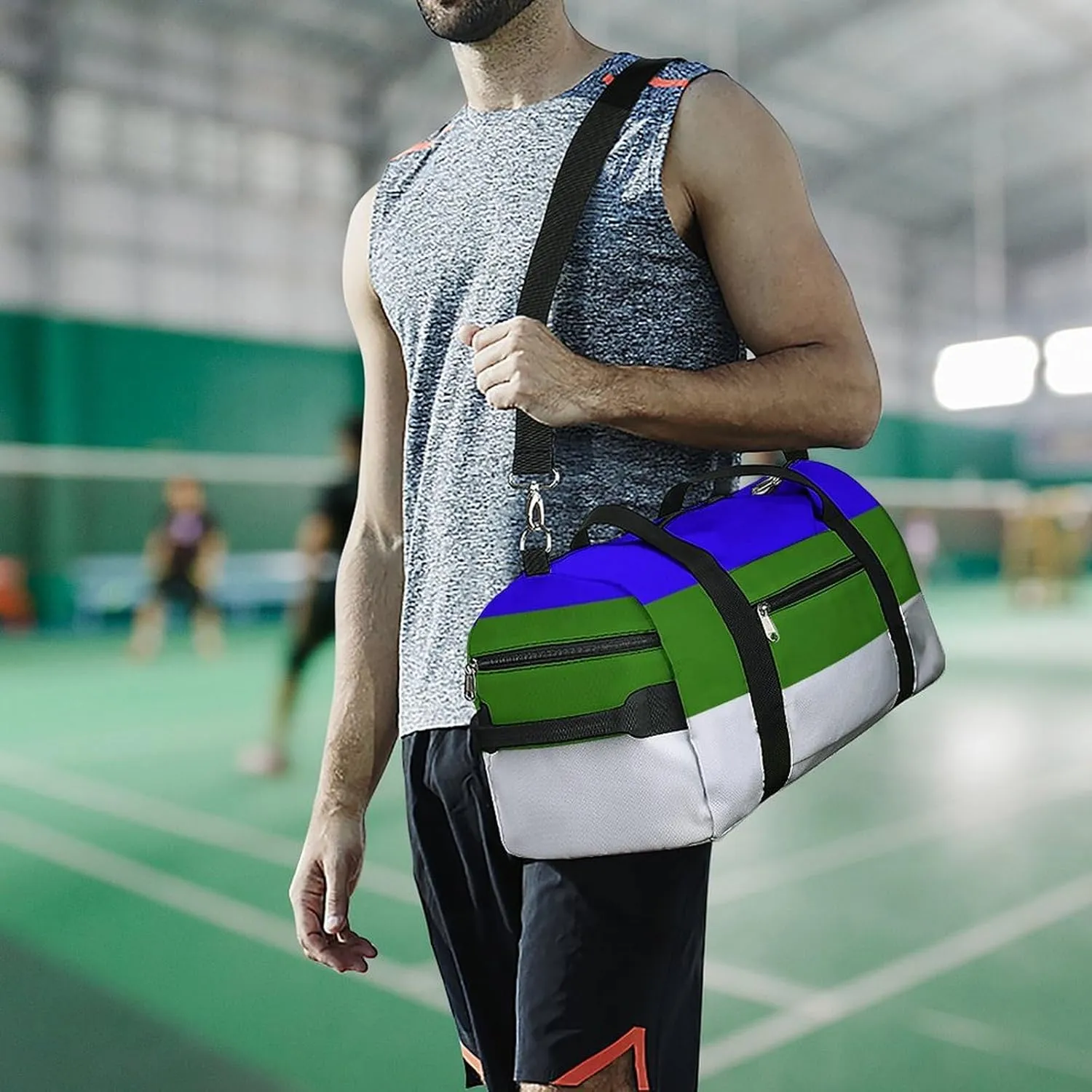 Lightweight Komi Republic Flag Duffel Bag for Boys Girls with Shoe Compartment Weekender