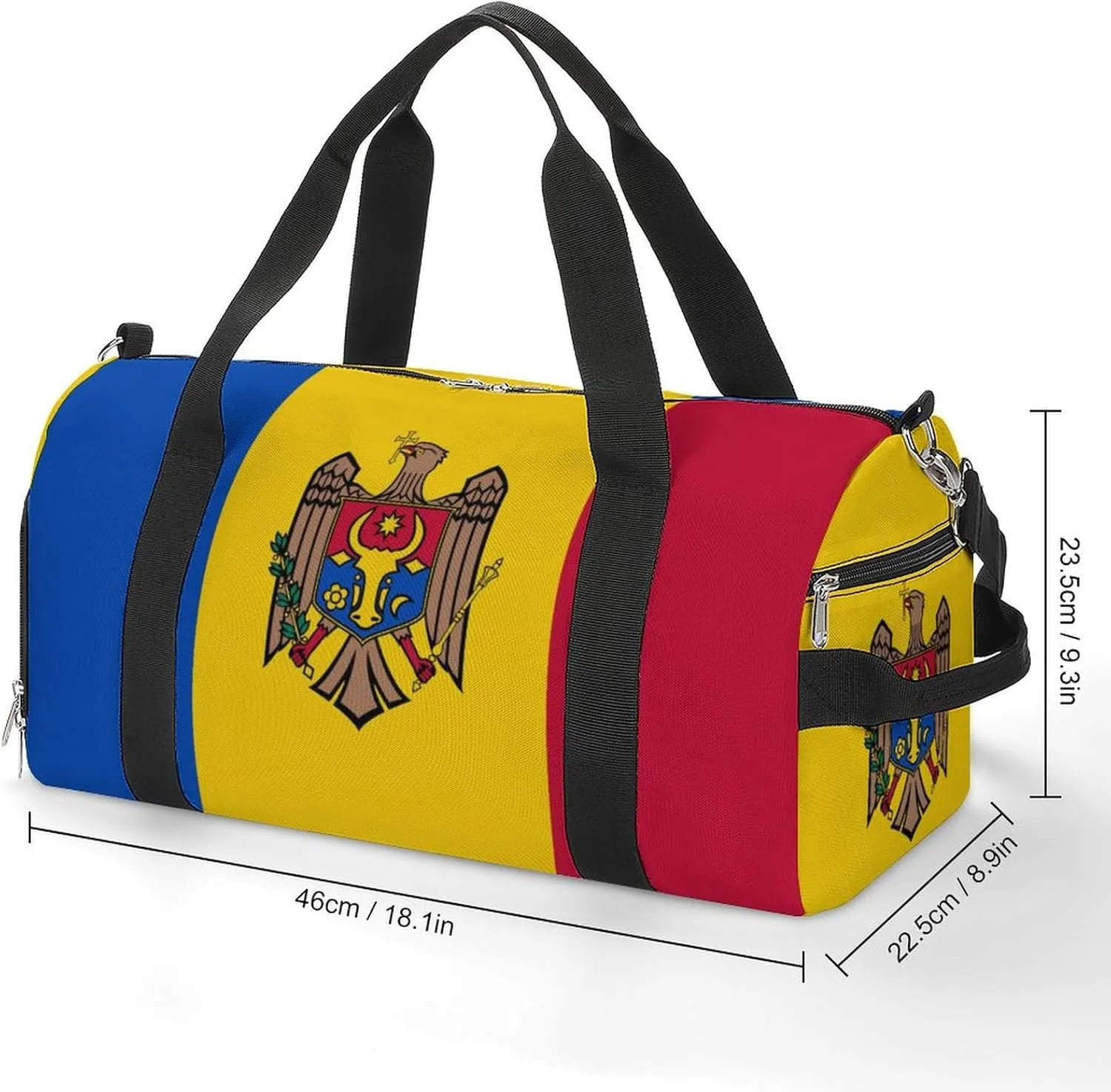 Lightweight Moldova Flag Duffel Bag for Boys Girls with Shoe Compartment Weekender