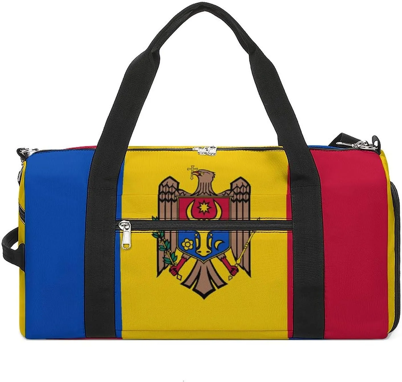 Lightweight Moldova Flag Duffel Bag for Boys Girls with Shoe Compartment Weekender