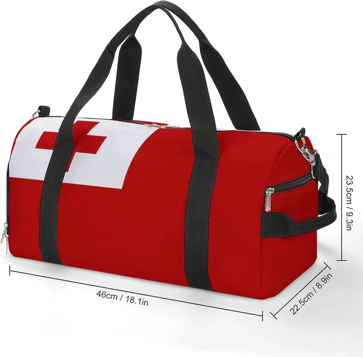Lightweight Tonga Flag Duffel Bag for Boys Girls with Shoe Compartment