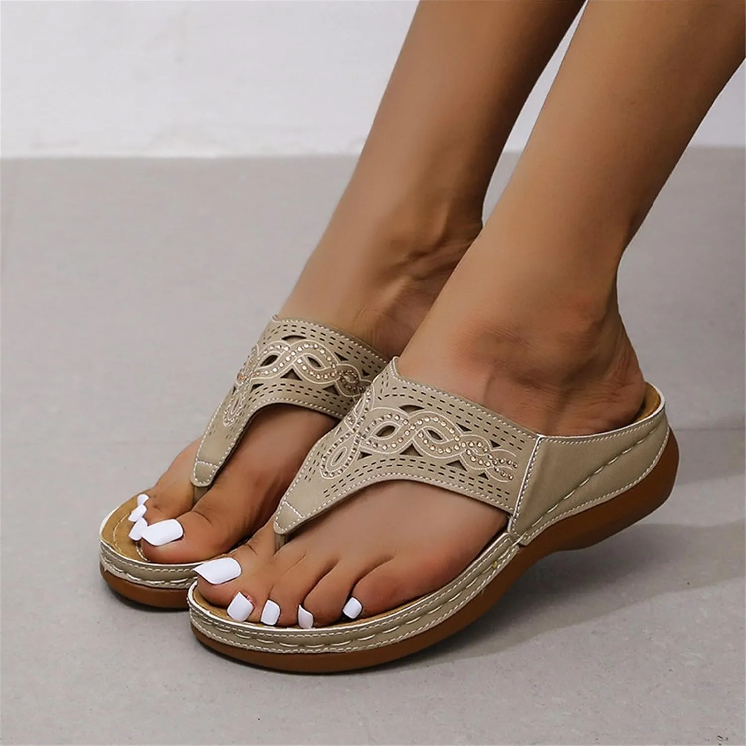 Lightweight Walking Sandals Women Comfortable Summer Arch Support Orthopedic Beach Casual Adjustable Slide Outdoor Platform Flip Flops Hiking