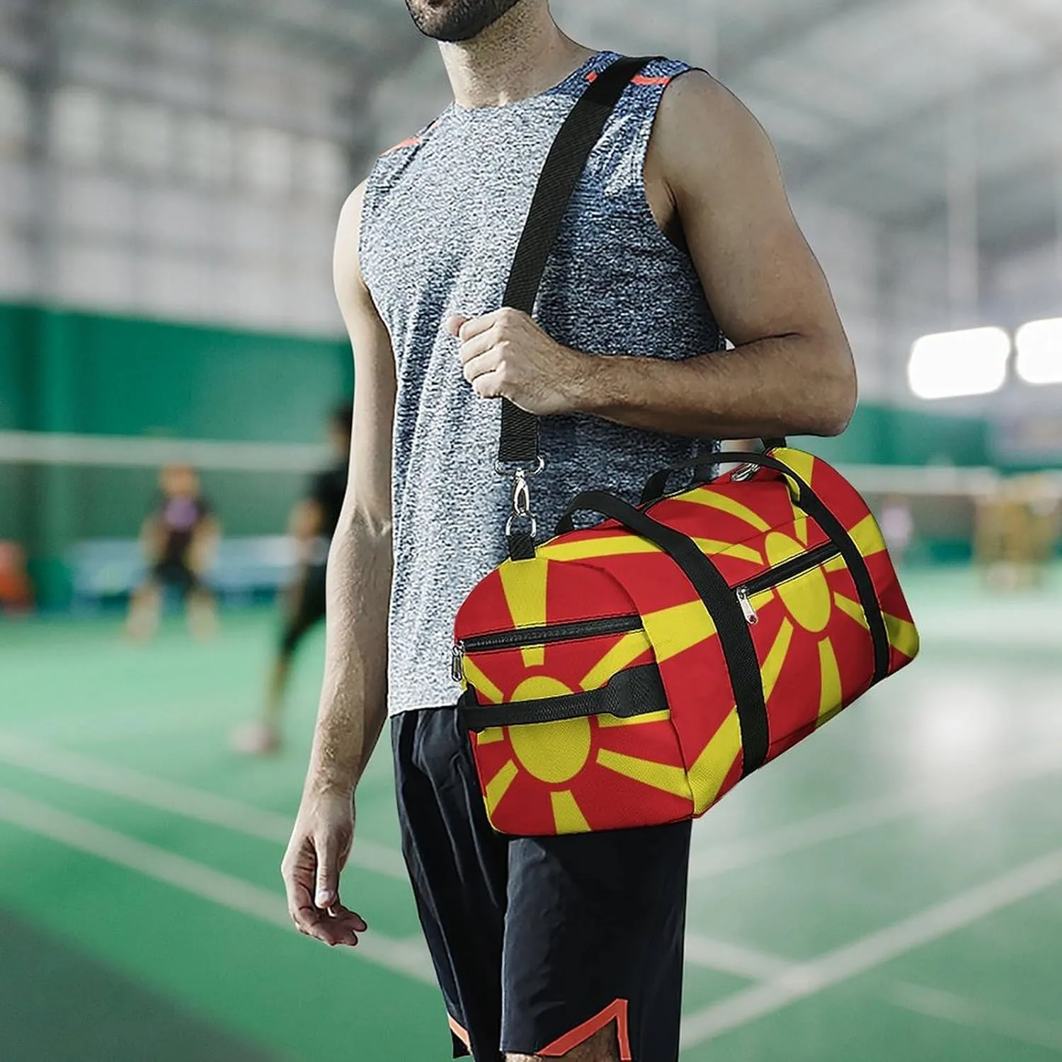 Macedonia Flag Gym Bag for Boys Girls with Shoe Compartment and Wet Pocket