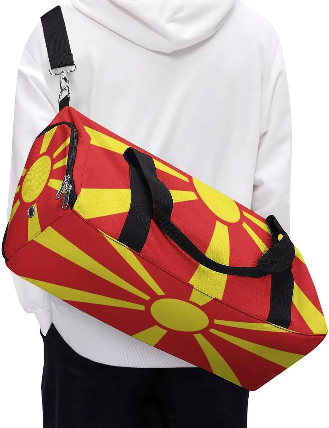 Macedonia Flag Gym Bag for Boys Girls with Shoe Compartment and Wet Pocket