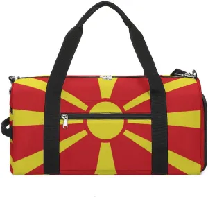 Macedonia Flag Gym Bag for Boys Girls with Shoe Compartment and Wet Pocket