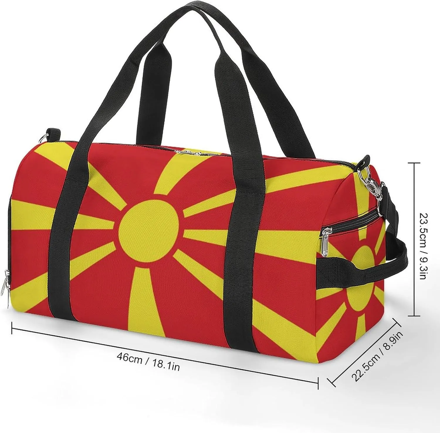 Macedonia Flag Gym Bag for Boys Girls with Shoe Compartment and Wet Pocket