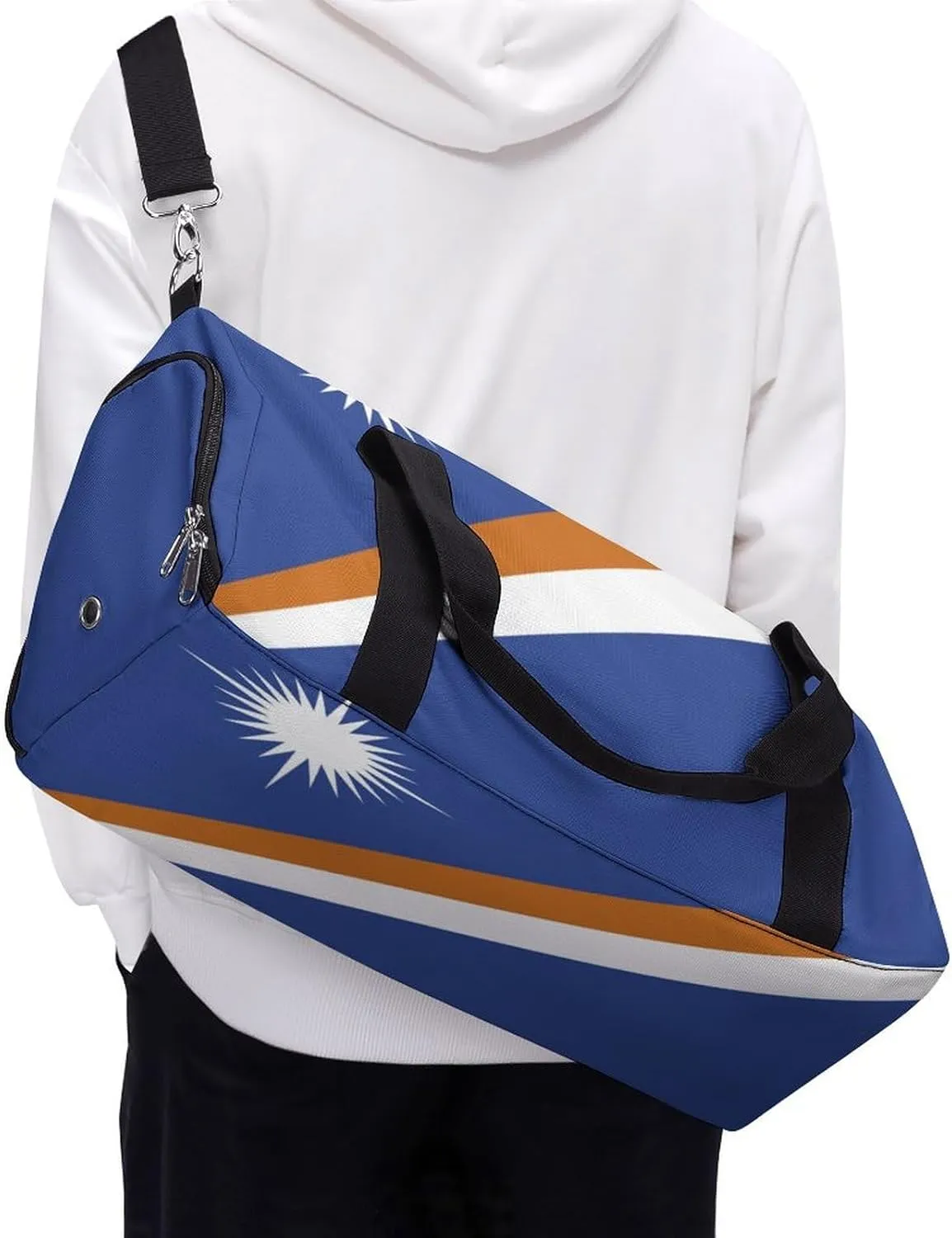 Marshall Lslands Flag Gym Duffel for Boys Girls with Shoe Compartment and Wet Pocket