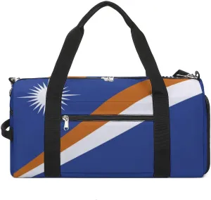 Marshall Lslands Flag Gym Duffel for Boys Girls with Shoe Compartment and Wet Pocket