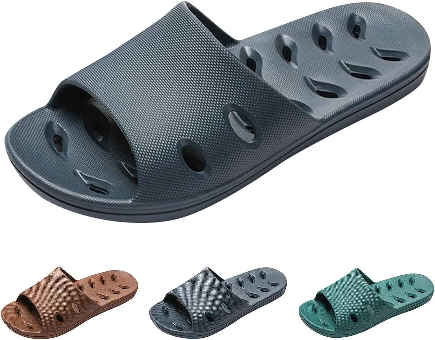 Men Slides Bathroom Slippers Men Non Slip Quick Drying Shower Slides Non Slip House Slippers Indoor Outdoor Mens Outdoor Indoor Slipper for Gym Soft Sole Sandals