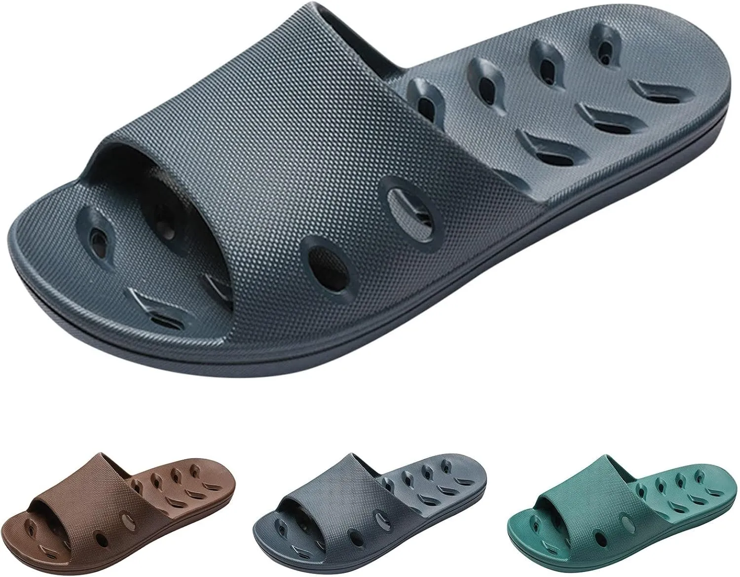 Men Slides Bathroom Slippers Men Non Slip Quick Drying Shower Slides Non Slip House Slippers Indoor Outdoor Mens Outdoor Indoor Slipper for Gym Soft Sole Sandals
