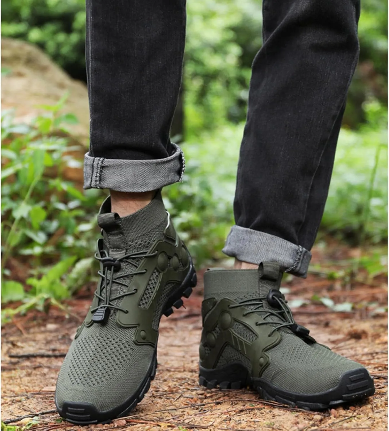Men's Breathable Outdoor High Rise Hiking Shoes Non-Slip Adventure Ankle Trekking Boots