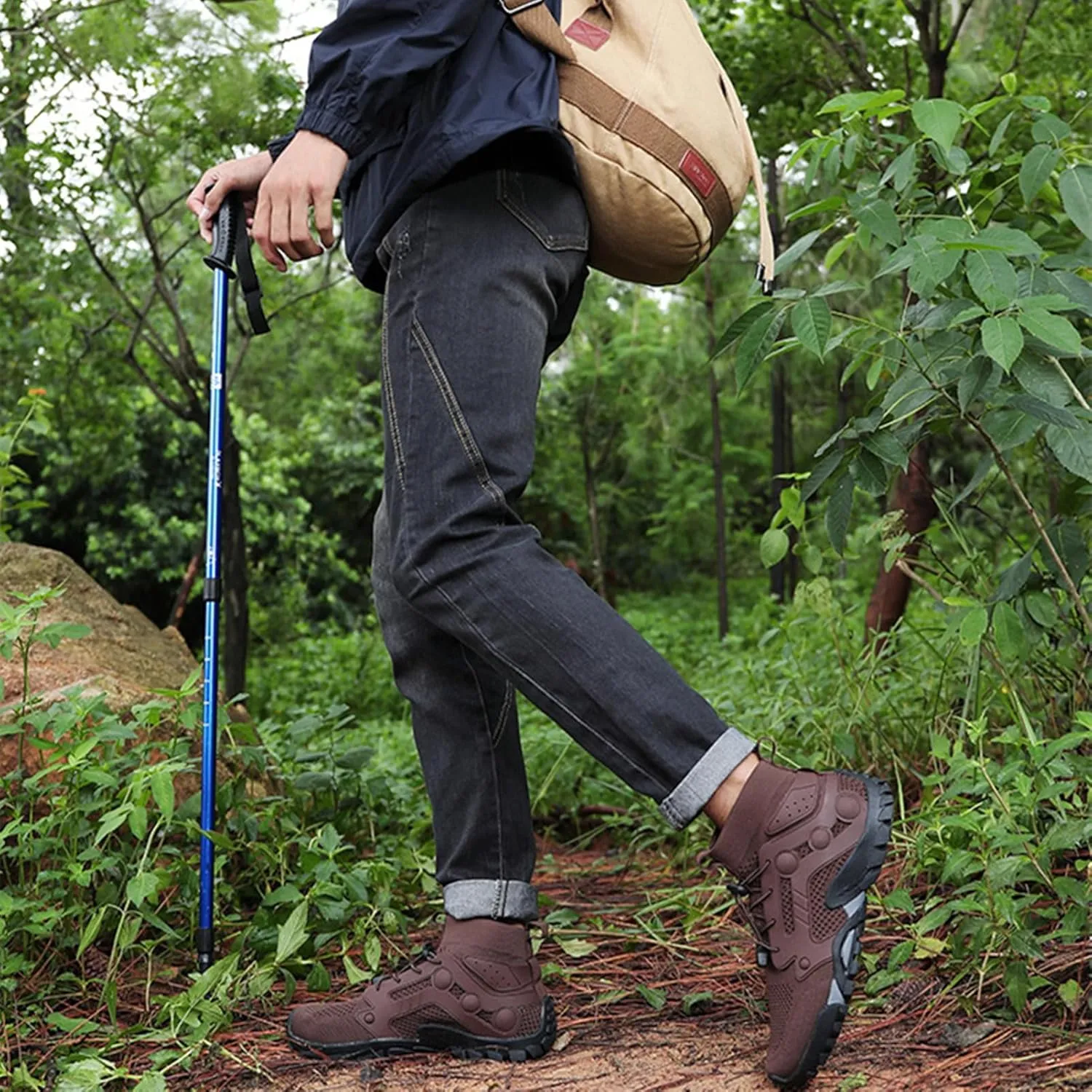 Men's Breathable Outdoor High Rise Hiking Shoes Non-Slip Adventure Ankle Trekking Boots