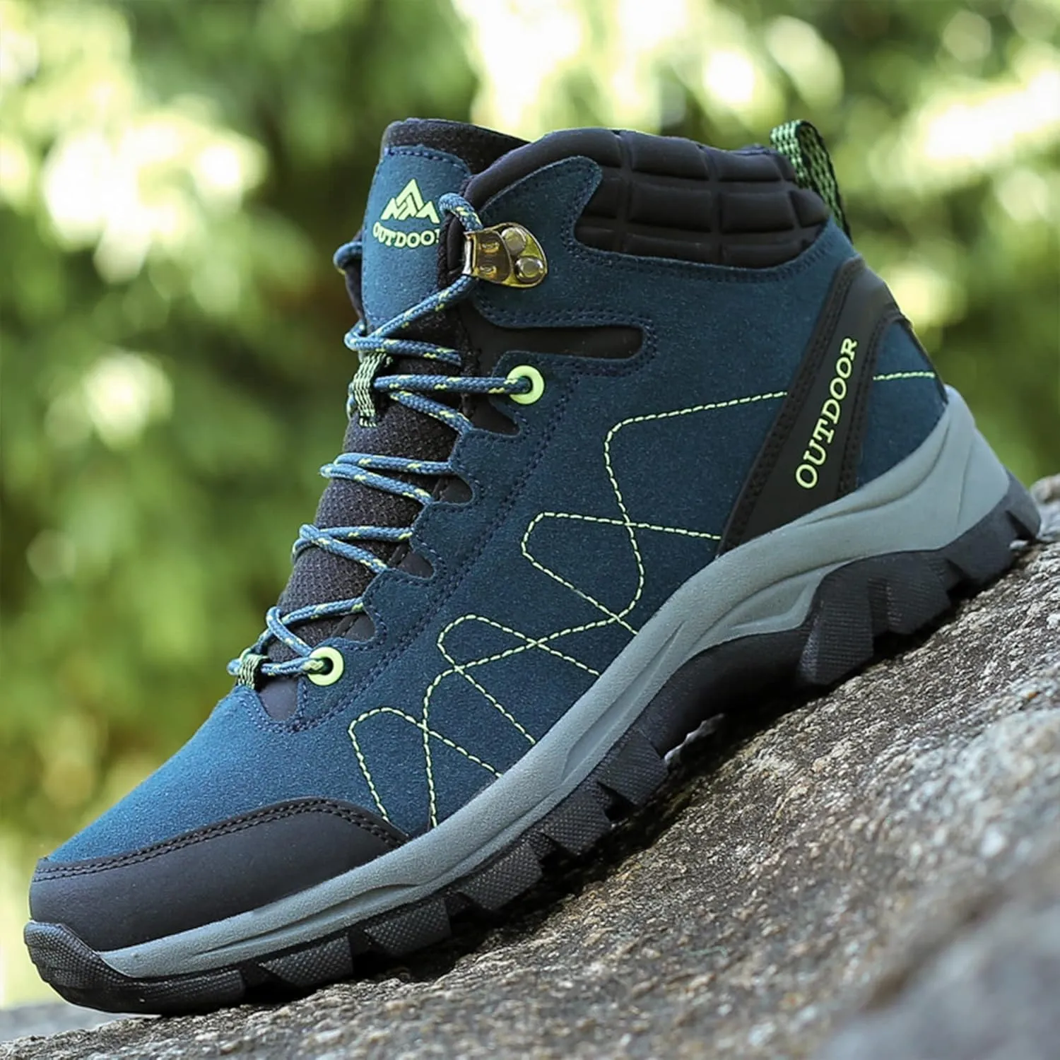 Mens Hiking Boots Waterproof Plus Cashmere Walking Boots Outdoor Camping Climbing Running Non-Slip