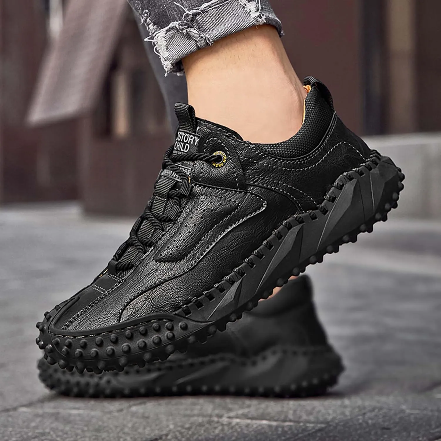 Men's Hiking Climbing Shoes Retro Thick Bottom Casual Walking Non-Slip Waterproof Outdoor Cross-Country Adventure Backpacking Travel Shoes