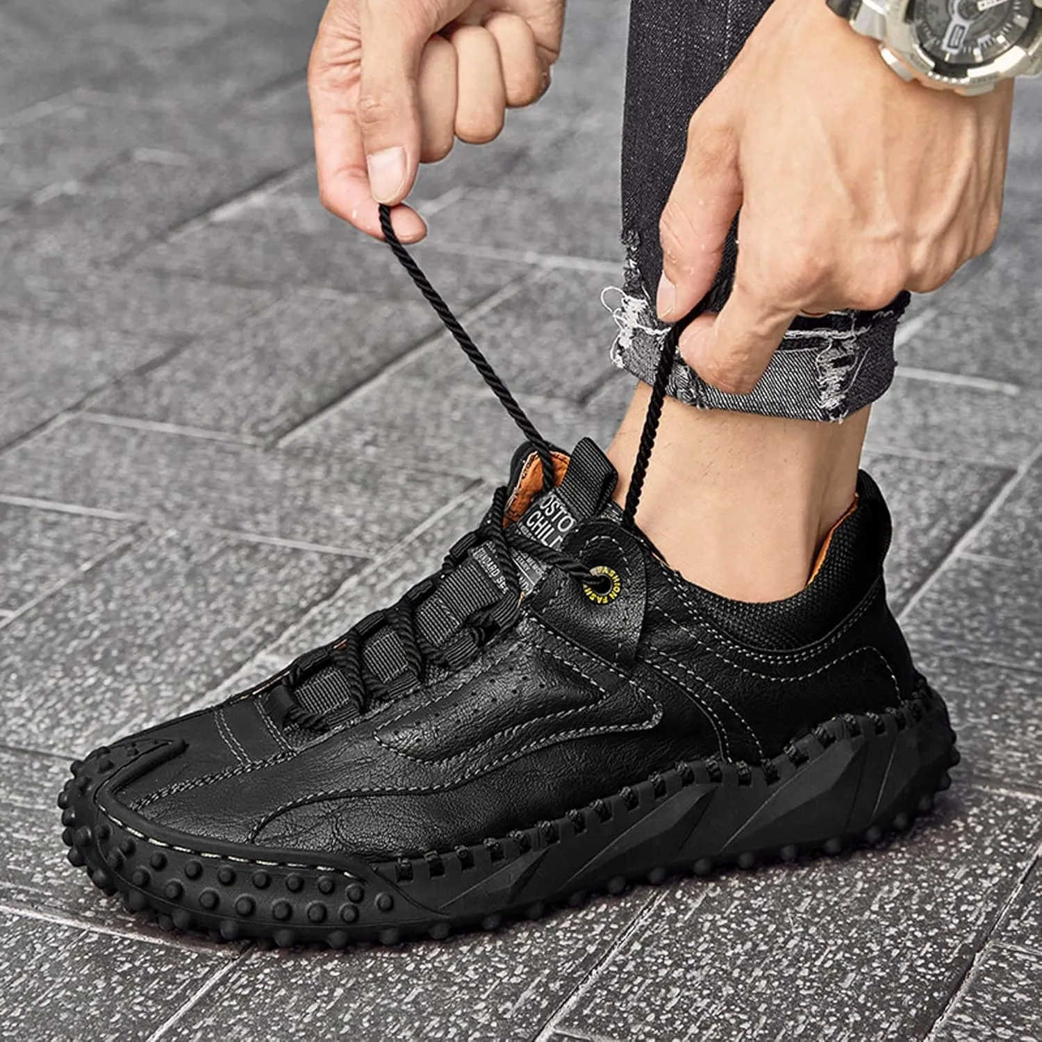 Men's Hiking Climbing Shoes Retro Thick Bottom Casual Walking Non-Slip Waterproof Outdoor Cross-Country Adventure Backpacking Travel Shoes