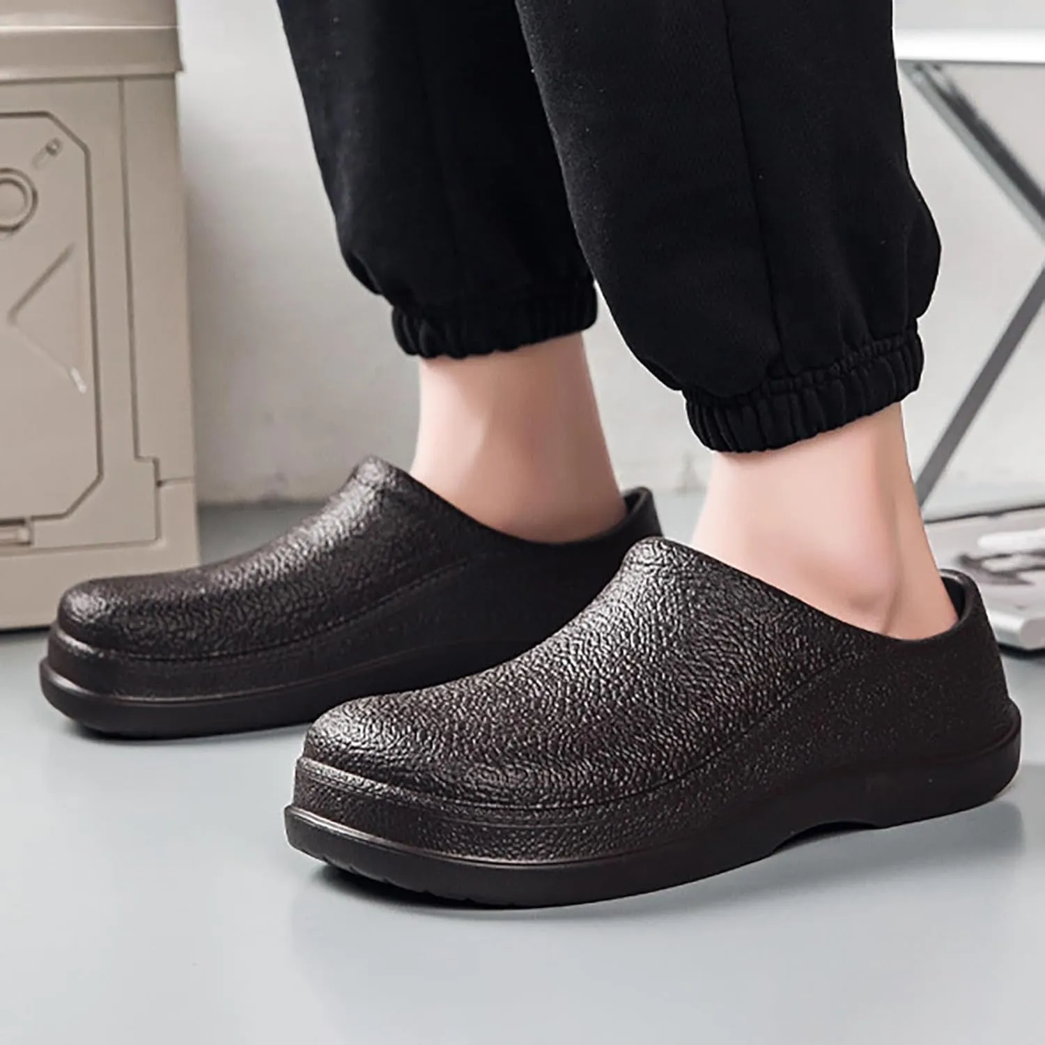 Men's Rain Boots Waterproof Shoes Low-Top Non-Slip Work Fishing Water Shoes Slip On Rubber Beach Slippers