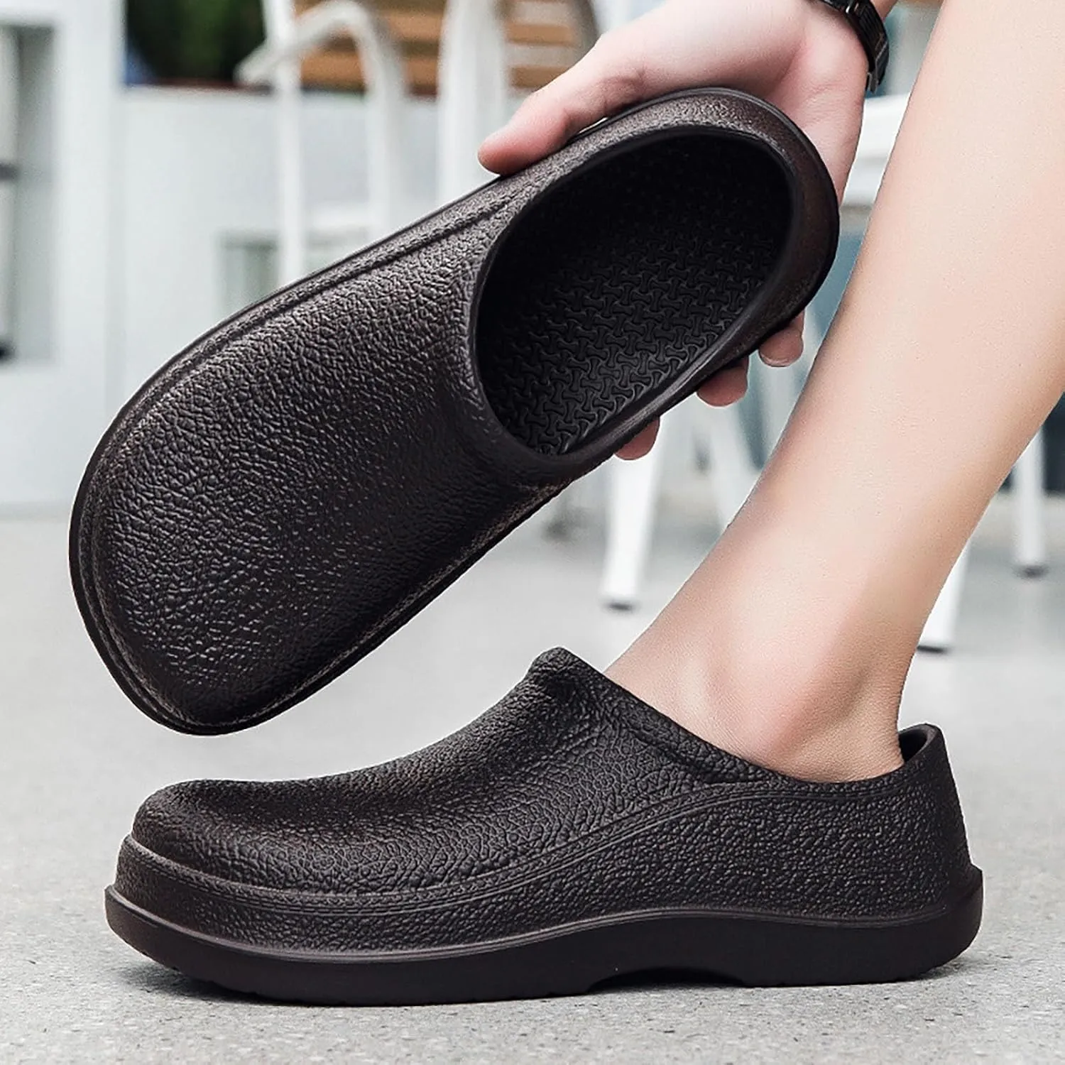 Men's Rain Boots Waterproof Shoes Low-Top Non-Slip Work Fishing Water Shoes Slip On Rubber Beach Slippers