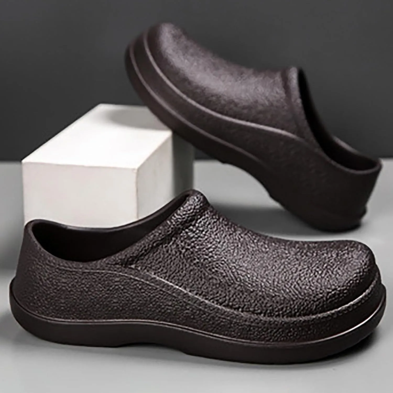 Men's Rain Boots Waterproof Shoes Low-Top Non-Slip Work Fishing Water Shoes Slip On Rubber Beach Slippers