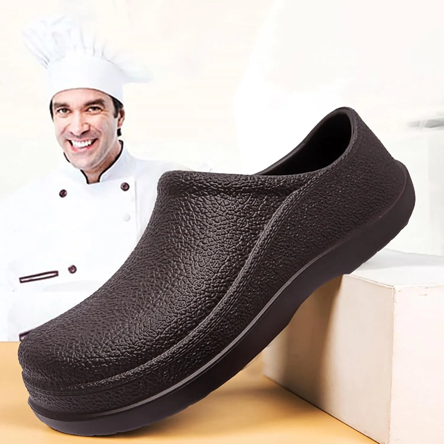 Men's Rain Boots Waterproof Shoes Low-Top Non-Slip Work Fishing Water Shoes Slip On Rubber Beach Slippers